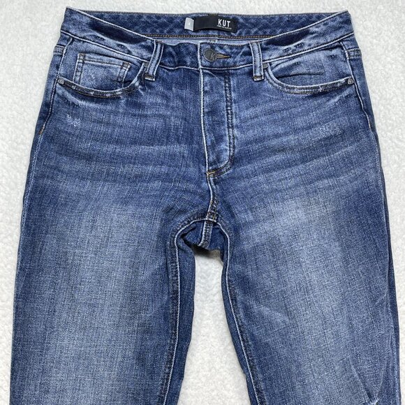Kut From The Kloth Jeans Womens Sz 4 Blue Juliet Slouchy Boyfriend Distressed - Picture 3 of 13